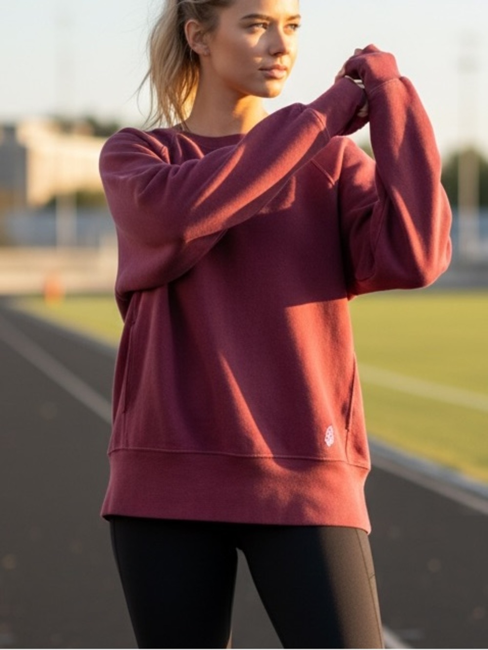 Free People FP Movement Better Days Sweatshirt in Garnet